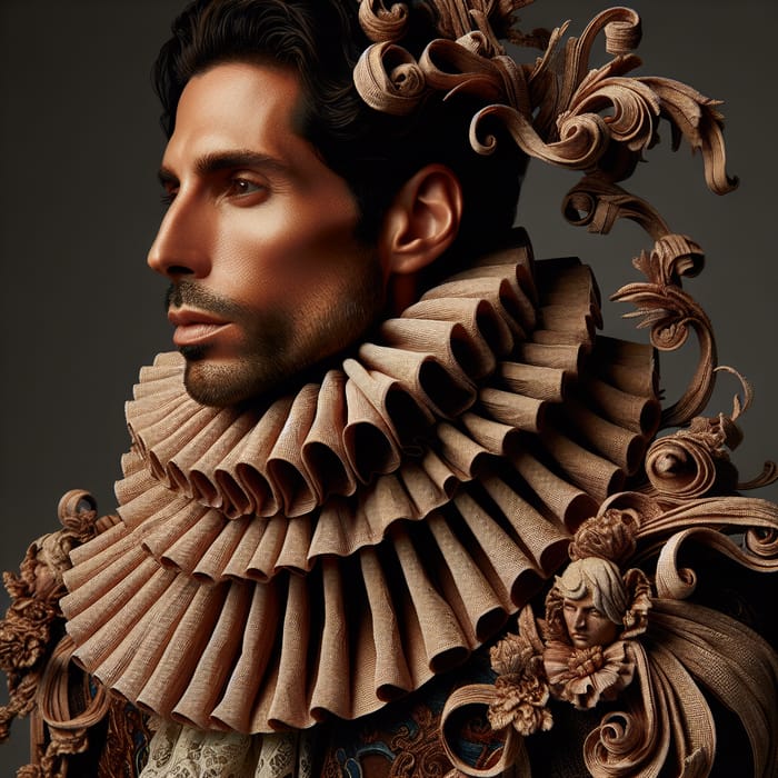 Regal Hispanic Man Portrait with Baroque Styling | Studio Fashion Photography