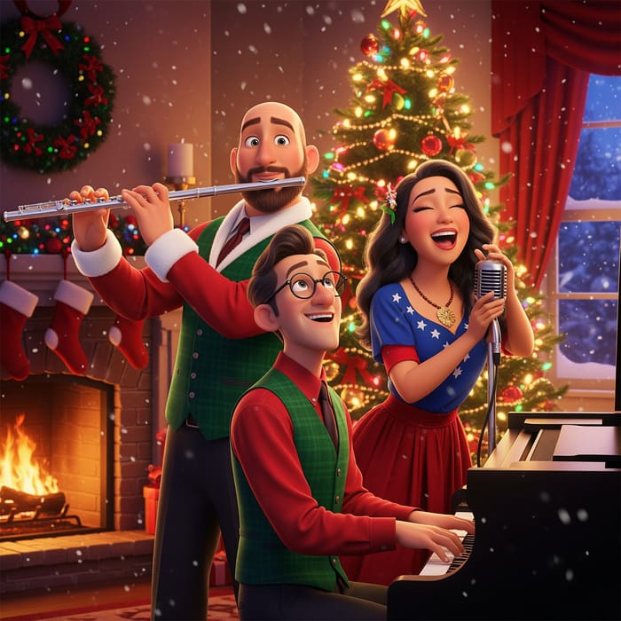Enchanting Disney-Inspired Christmas Trio Art Enchanting Disney-Inspired Christmas Trio Art