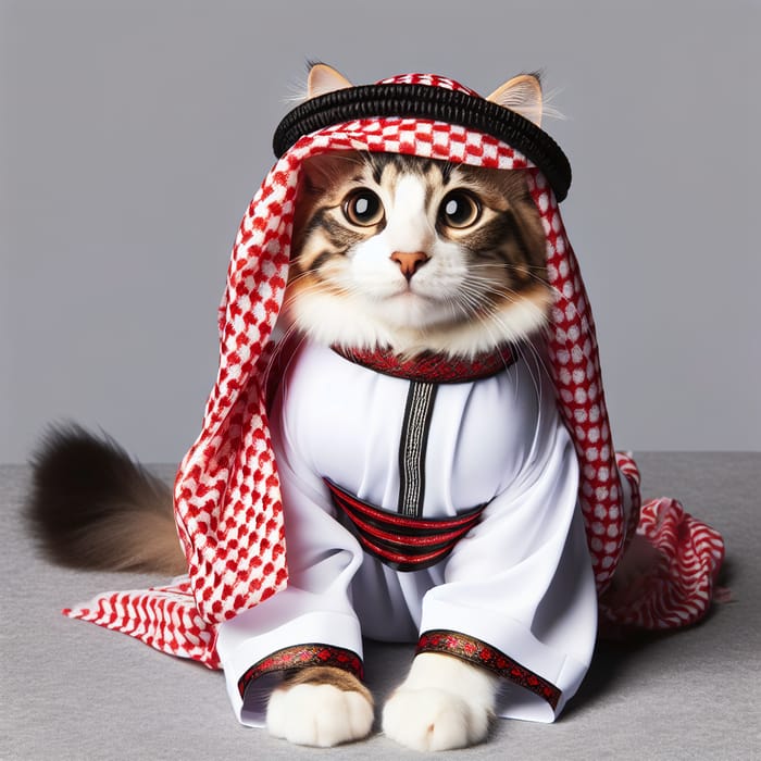 Adorable Cat in Traditional Middle Eastern Garb