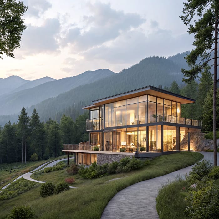 Luxury 3-Story Glass Home Surrounded by Nature