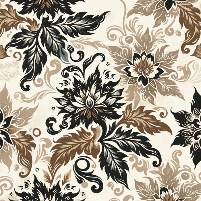 Balinese Batik Print Seamless Pattern in Earthy Colors