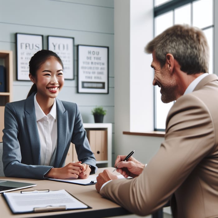 Girl Smiling at Job Interview: Optimism and Enthusiasm