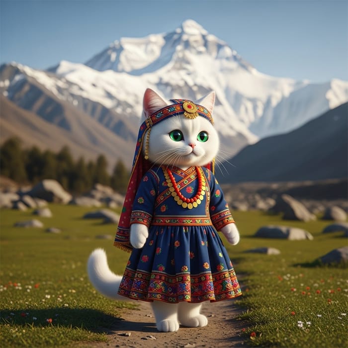 Cute Cat Princess in Nepali Guneu and Choli Cute Cat Princess in Nepali Guneu and Choli
