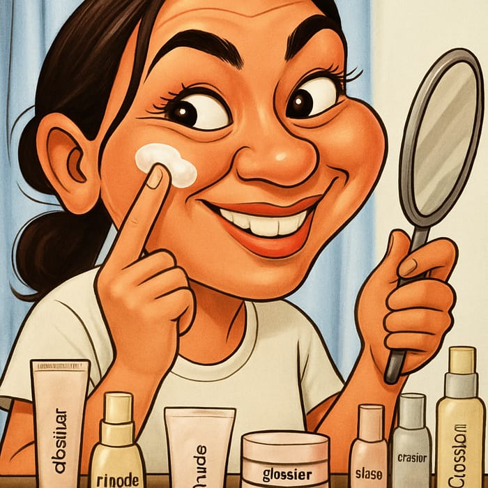 Fun Caricature Art of a Skincare Routine Fun Caricature Art of a Skincare Routine
