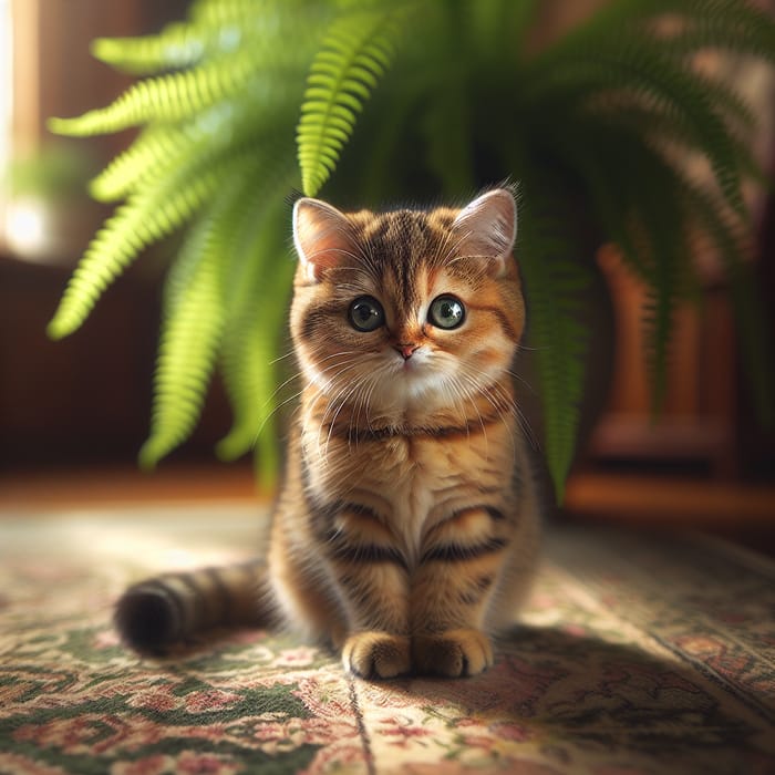 Striped Tabby Cat on Patterned Rug