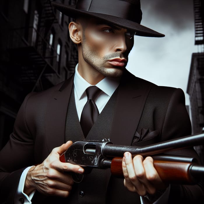 Hispanic Gangster with Sawed-Off Shotgun - Urban Enigma