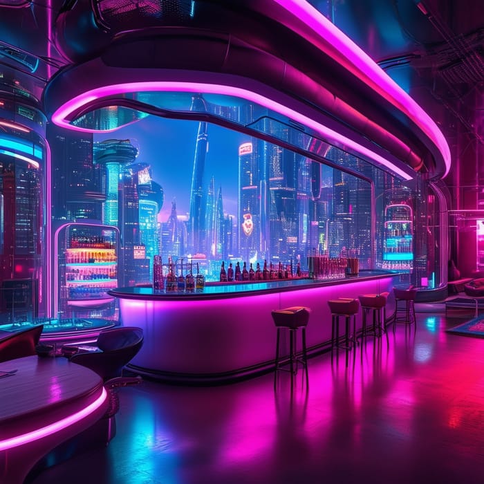 Futuristic Smart Drink & Oxygen Bar | Neon Lights & Cyberpunk Vibes