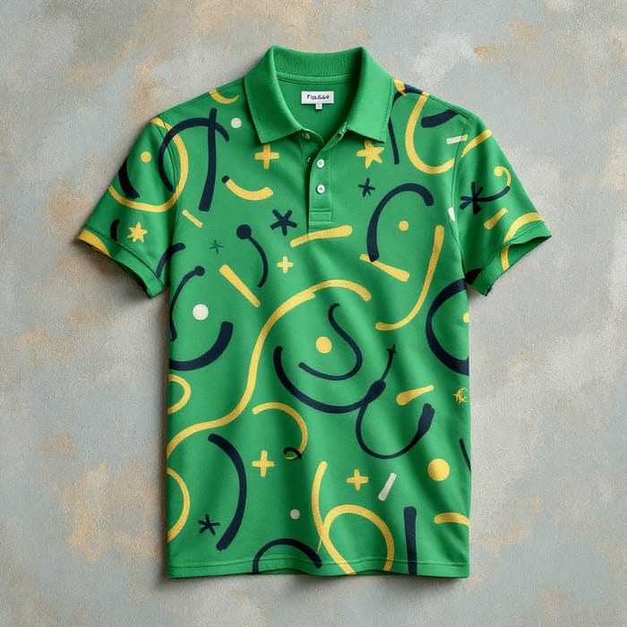 Green Abstract Polo Shirt for Teachers | Stylish & Unique