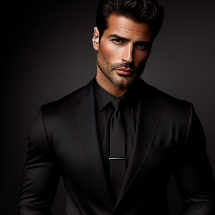 Mysterious Hot Man in Alluring Black Ensemble | Portrait