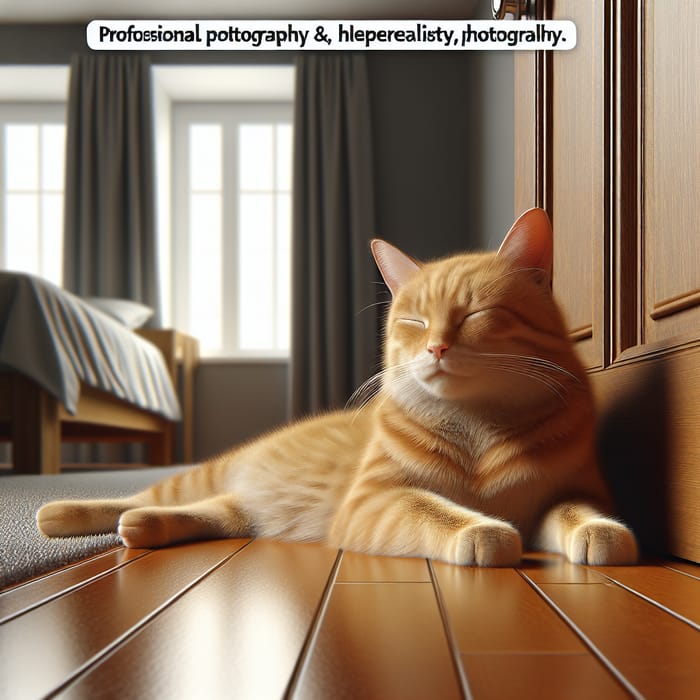 Professional Ginger Cat Photography | Realism & Aesthetics | Bedroom Entrance Scene