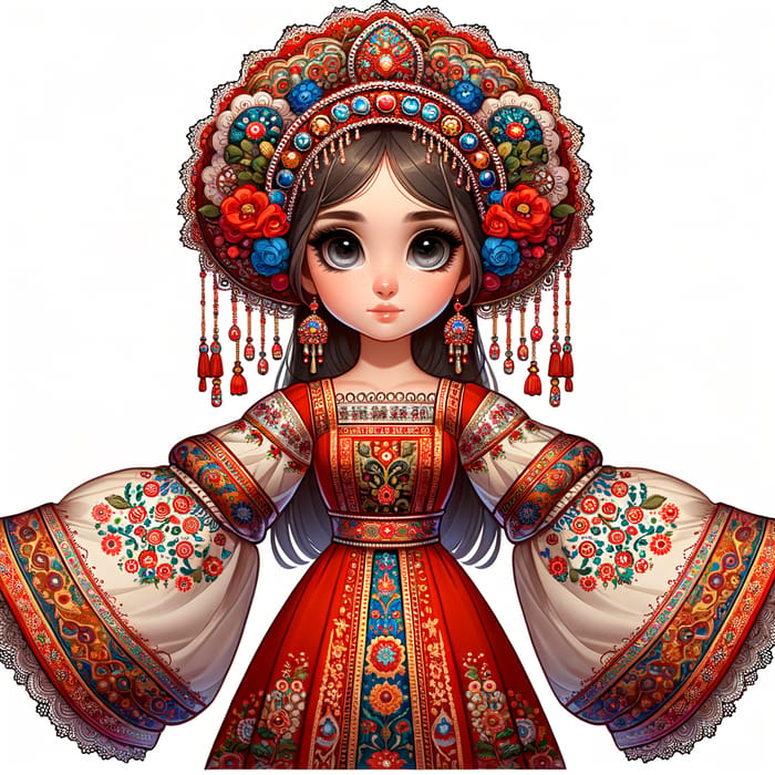 Animated Personification of Russia: Traditional Dress & Baroque Style