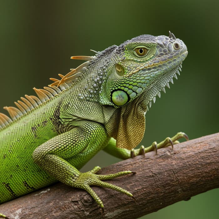 Green Iguana in Tropical Rainforest - National Geographic Style