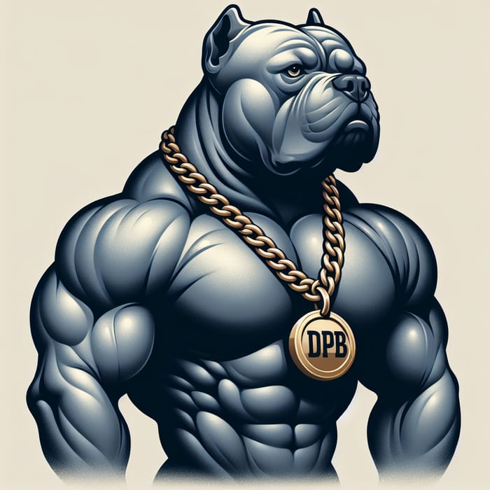 Solid Gray American Bully Dog with DPB Pendant Necklace Illustration