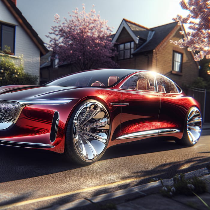 Sleek Red Car Under Afternoon Sunlight