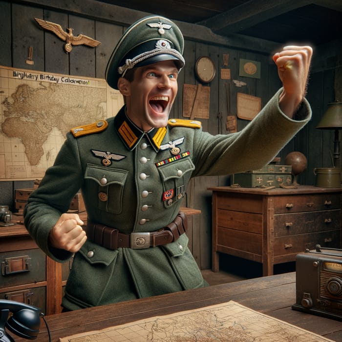 German Officer Celebrating Comrade Quentin's Birthday