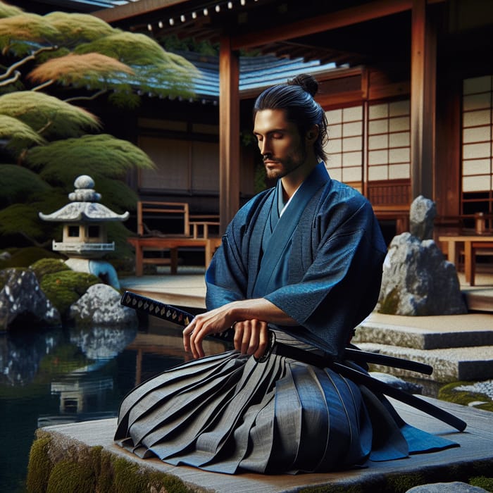 Miyamoto Musashi Meditating with a Katana