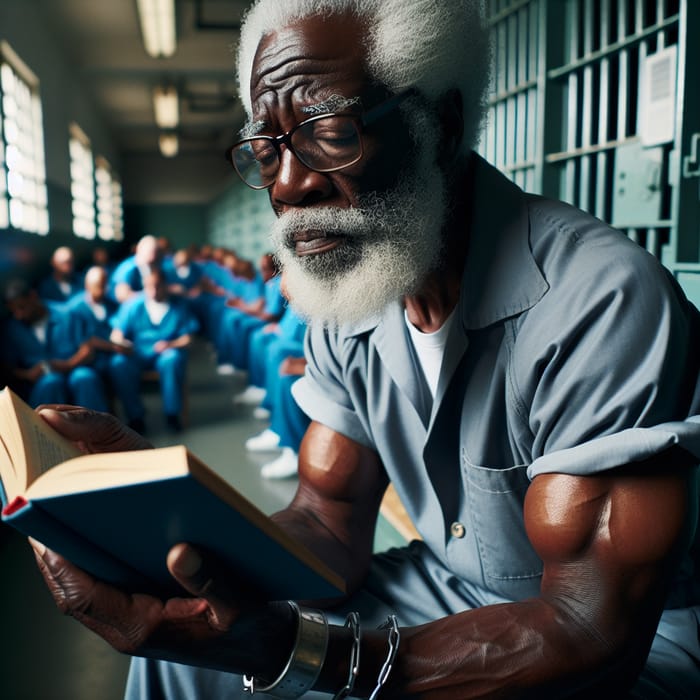 Nelson Mandela Reading in Prison Cell