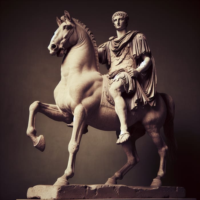 Ancient Roman Emperor Statue on Horse