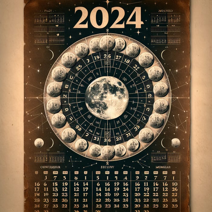 2024 Full Moon Calendar: Vintage & Modern Style