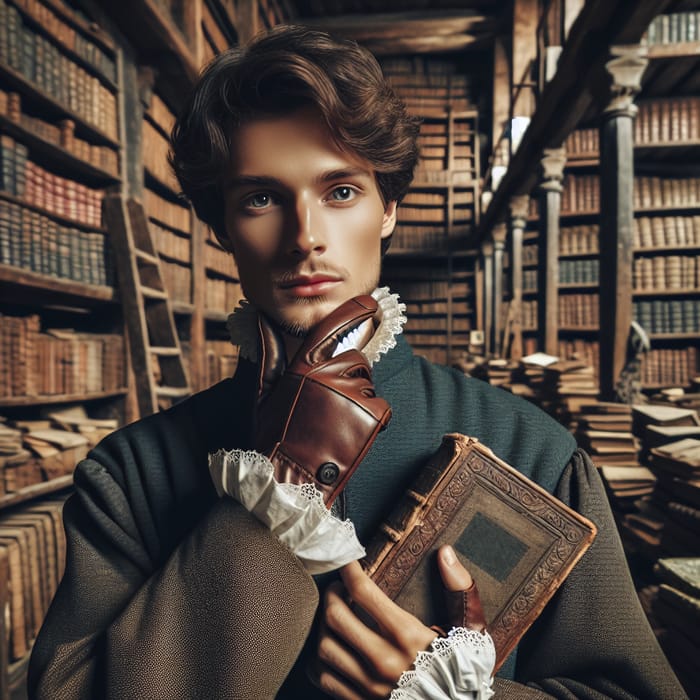 Historical Figure Holding Book - Ancient Wisdom