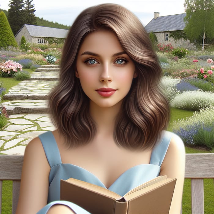 Girl Sketch in Beautiful Garden