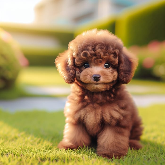 Cute Teacup Poodle Enjoying Sunny Day in Green Park