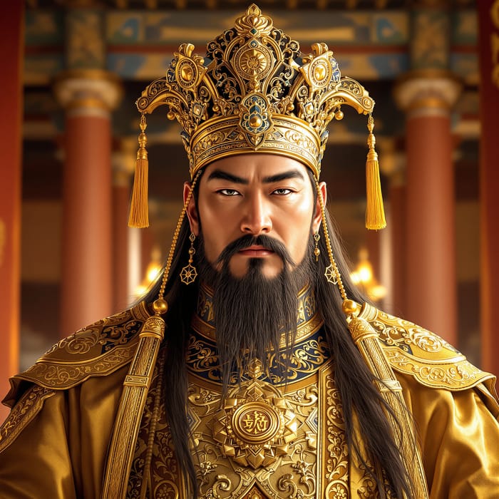 Regal Portrait of Genghis Khan: A Wise Emperor