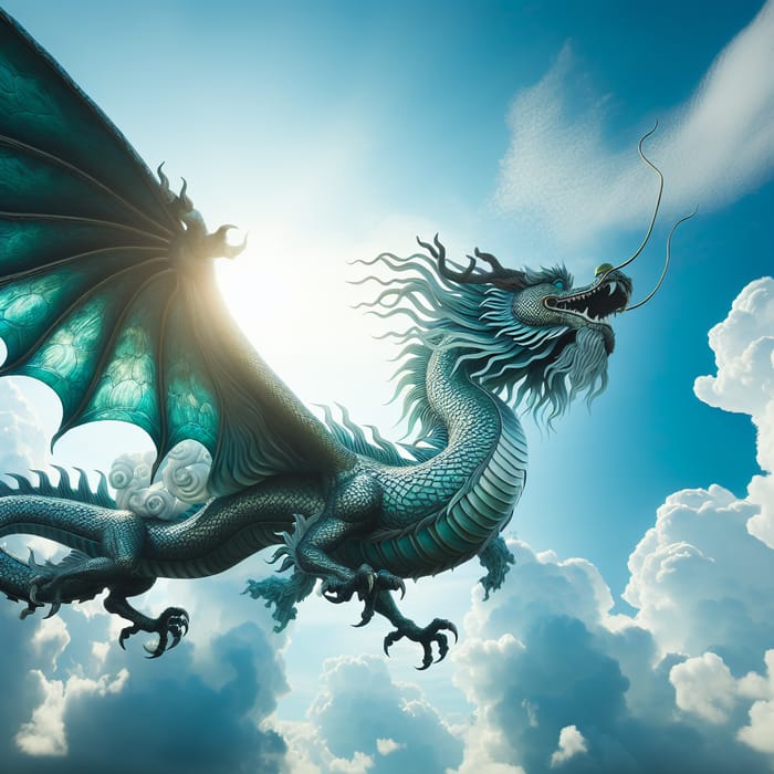 Majestic Dragon in Flight: Ethereal Cloud Dragon