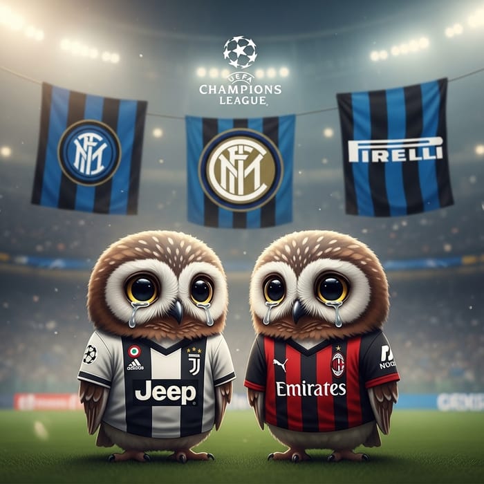 Two Crying Owls in Soccer Jerseys Two Crying Owls in Soccer Jerseys