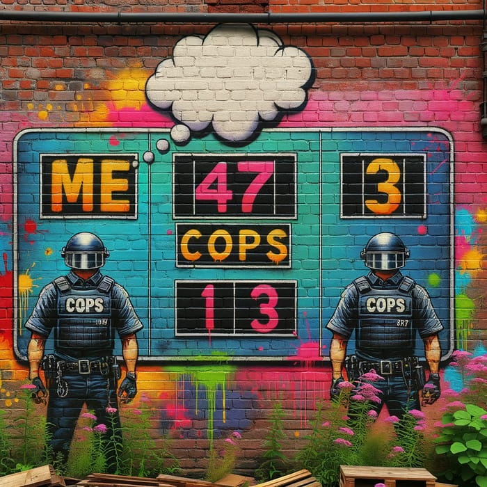 Urban Graffiti Art: Me- 47, COPS- 3, One in Mind