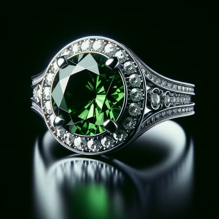 White Gold Ring with Green Stone - Photorealistic 3D Render by Nassos Daphnis