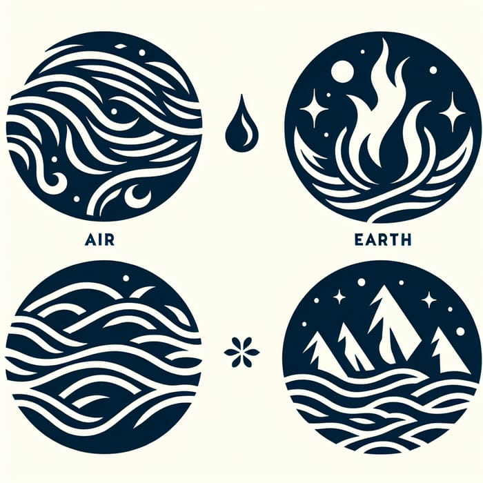 Elemental Symbols: Air, Fire, Earth, Water