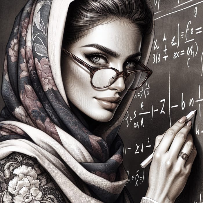 Middle-Eastern Woman Math Teacher with Scarf and Glasses