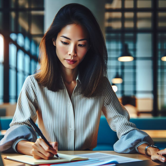 Dedicated South Asian Employee in Modern Office