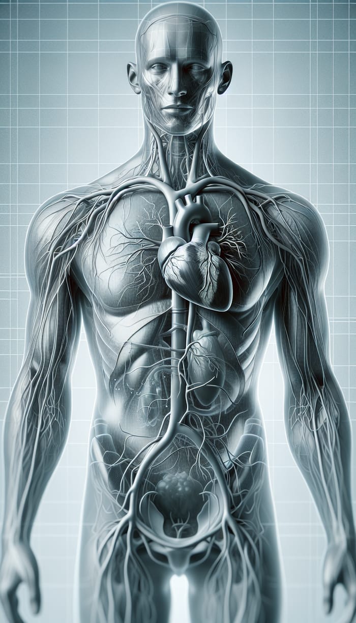 Human Body Illustration Focused on Heart Anatomy