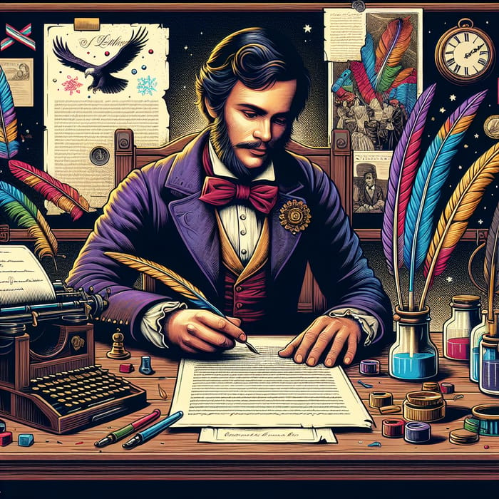 Jose Rizal Creating 'Noli Me Tangere' Masterpiece Illustration