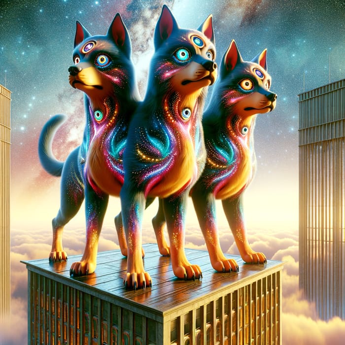 Majestic Three-Headed Dog Sculpture