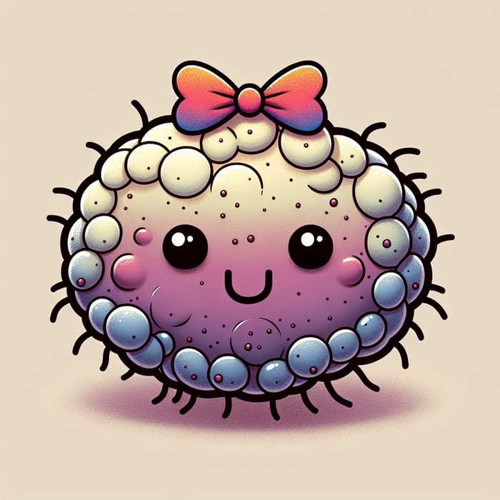 Adorable Staphylococcus Bacterium with a Bow - Cute Illustration