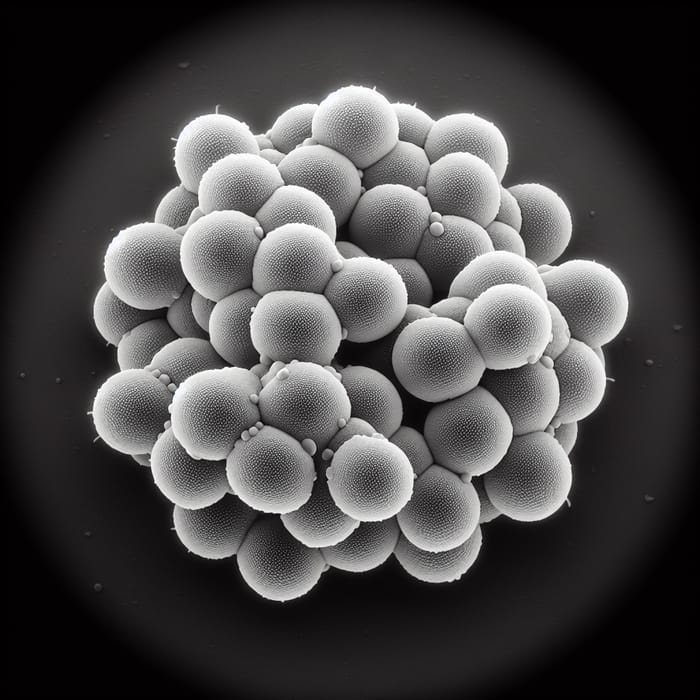 Detailed Microscopic View of Staphylococcus Bacteria