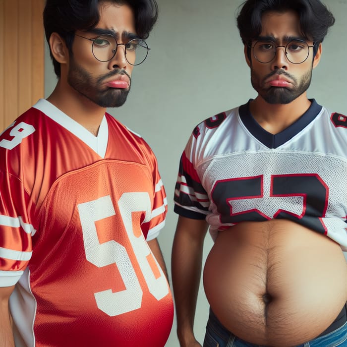 South Asian Man in Football Jersey with Glasses