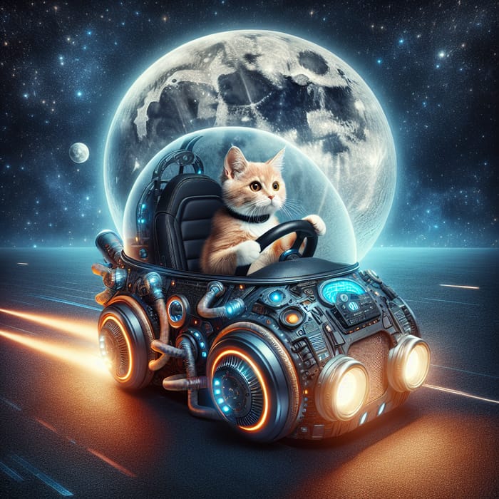 Adorable Cat Driving Car to Moon | Space Expedition