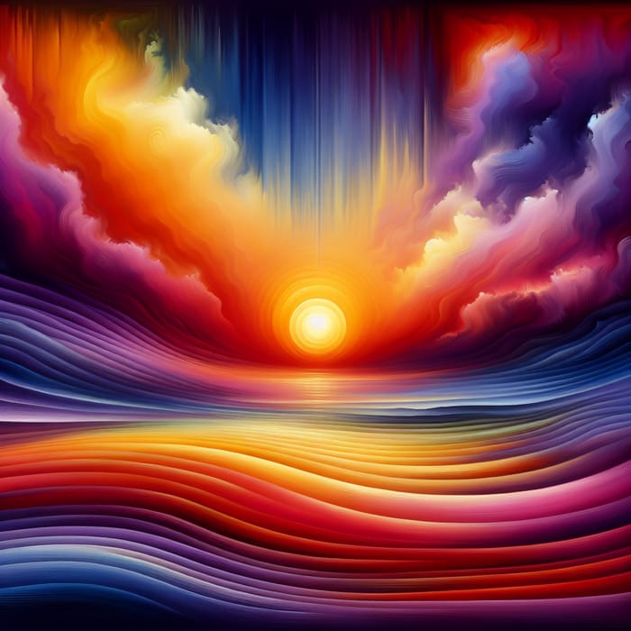 Abstract Sunset Art | Serene Nature Beauty Painting