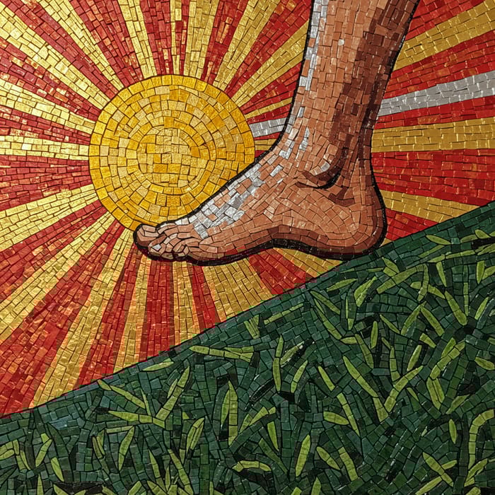 Vibrant Mosaic Footsteps Against a Hillscape Vibrant Mosaic Footsteps Against a Hillscape