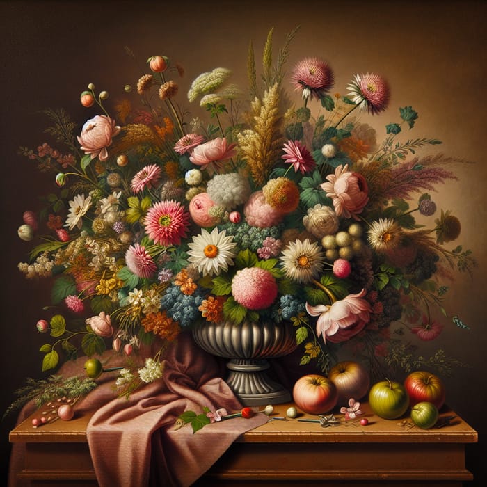 Ancient Dutch Style Flower Bouquet Art