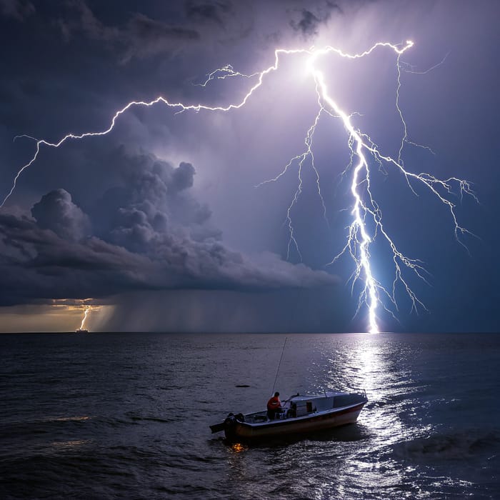 Lightning Striking a Dinghy at Night