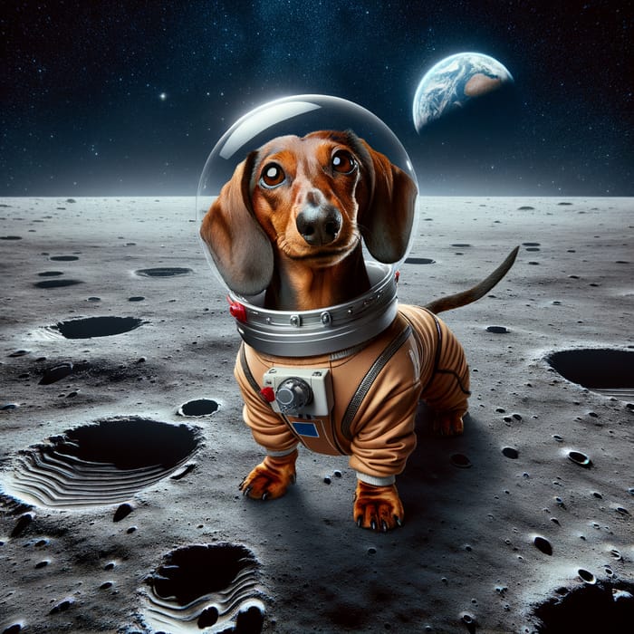 Adorable Dachshund Dog on the Moon | Space Adventure