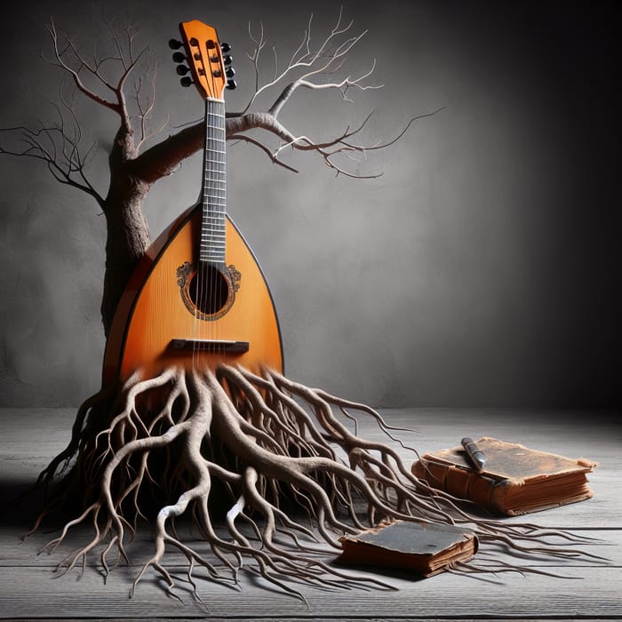 Balalaika with Tree Roots - Horror Movie Scene