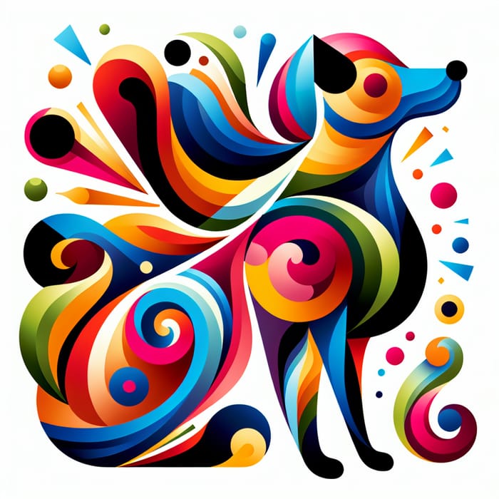 Abstract Dog Art: Colorful & Playful Design