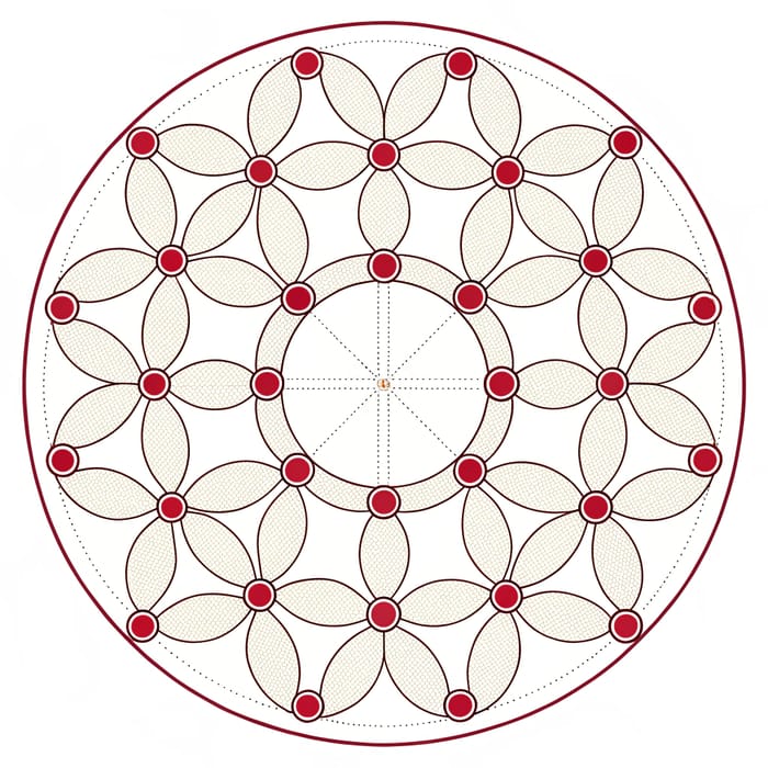 Circle with Seven Circles at 51.43 Degrees