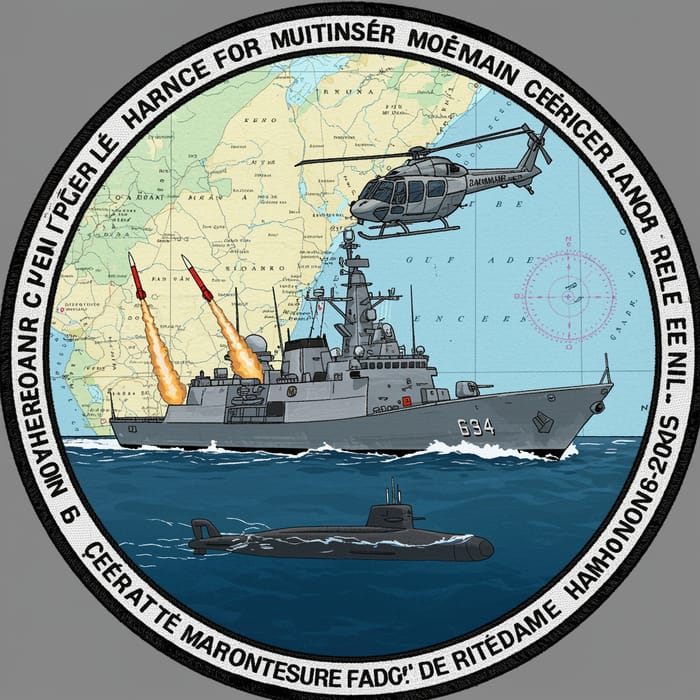 French Frigate Patch Design with Maritime Elements